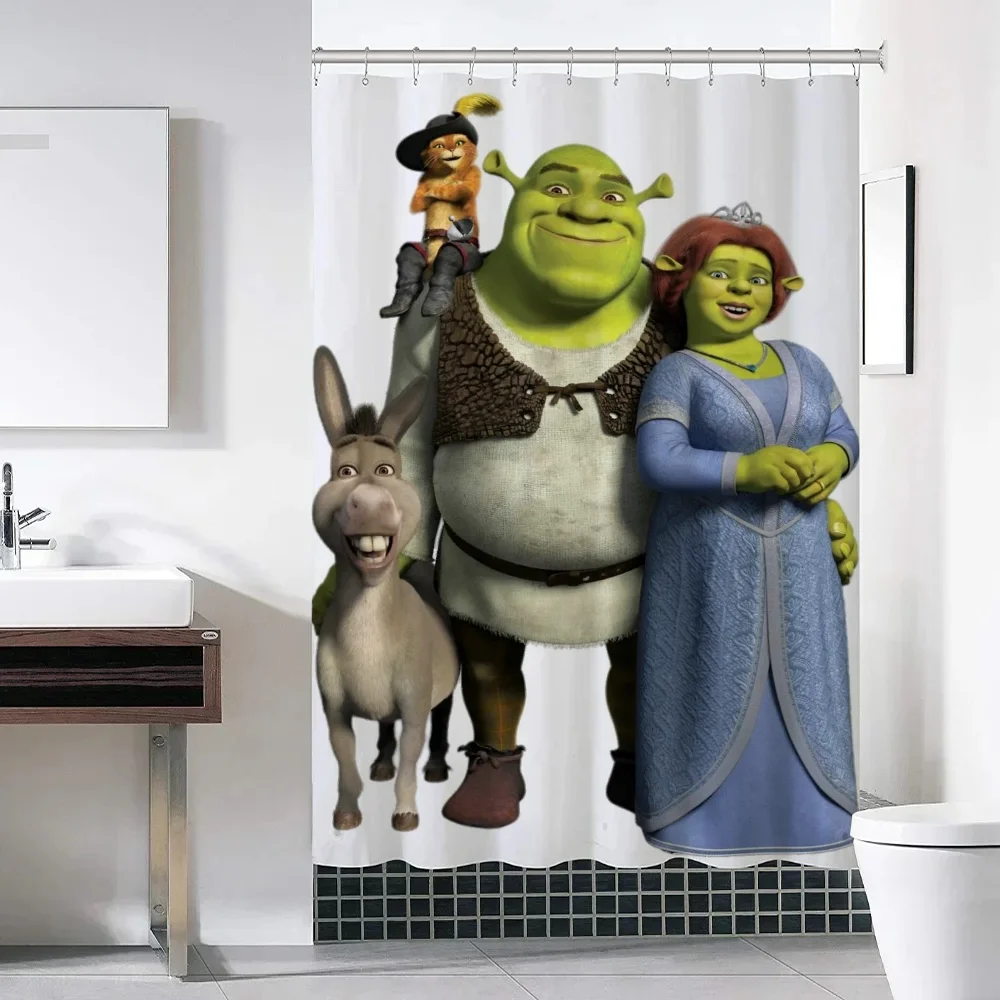 Shrek Bathroom Shower Curtain Waterproof Folding Partition Bath Curtains for Bedrooms Accessories Fabric Things the Set Showers