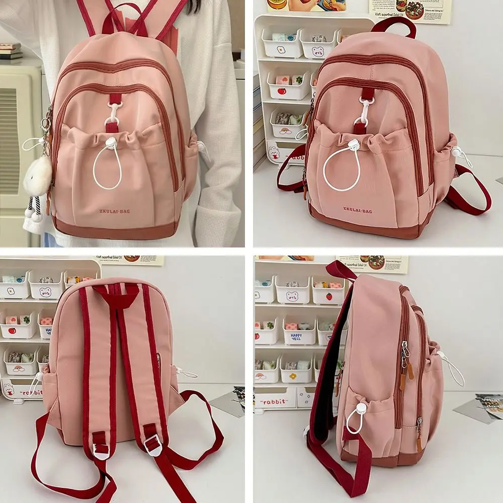 Portable Nylon Shoulders Backpack Multi-pocket Adjustable Strap Schoolbag Casual Versatile Large Capacity Female Messenger Bag