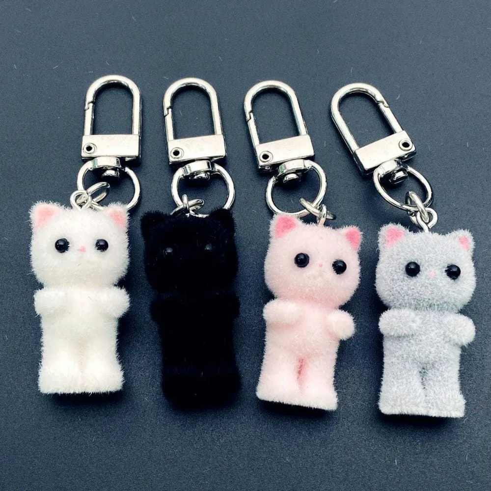 

Cartoon Flocking Black Cat Key Ring Soft Plush Animal Pendant Keyring Gift Girlfriends Cute Custom Keychain Funny Bag Hanging