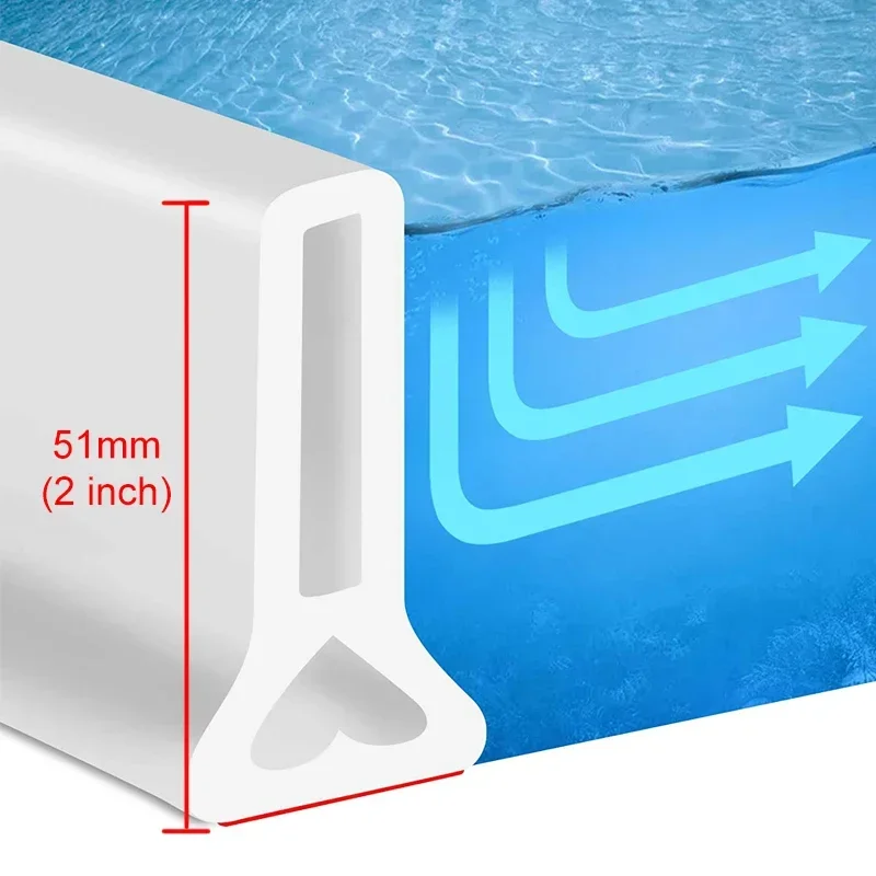 50mm Height Silicone Bathroom Water Stopper Blocker Shower Dam Dry And Wet Separation Flood Barrier Door Bottom Sealing Strip