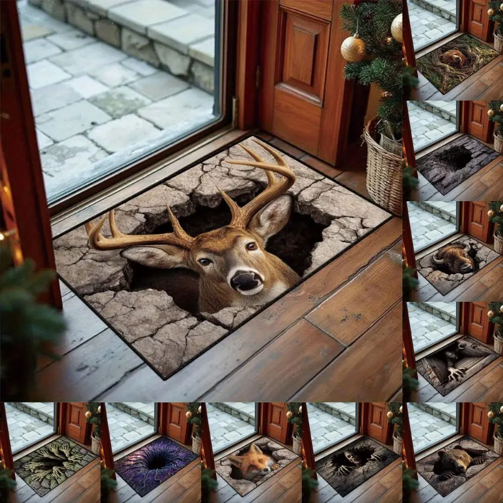 2D Flat Optical Illusion Doormat Water-absorbing Abrasion-resistant Bathroom Carpet Durable Non-slip Bedroom Door Rug Home Decor