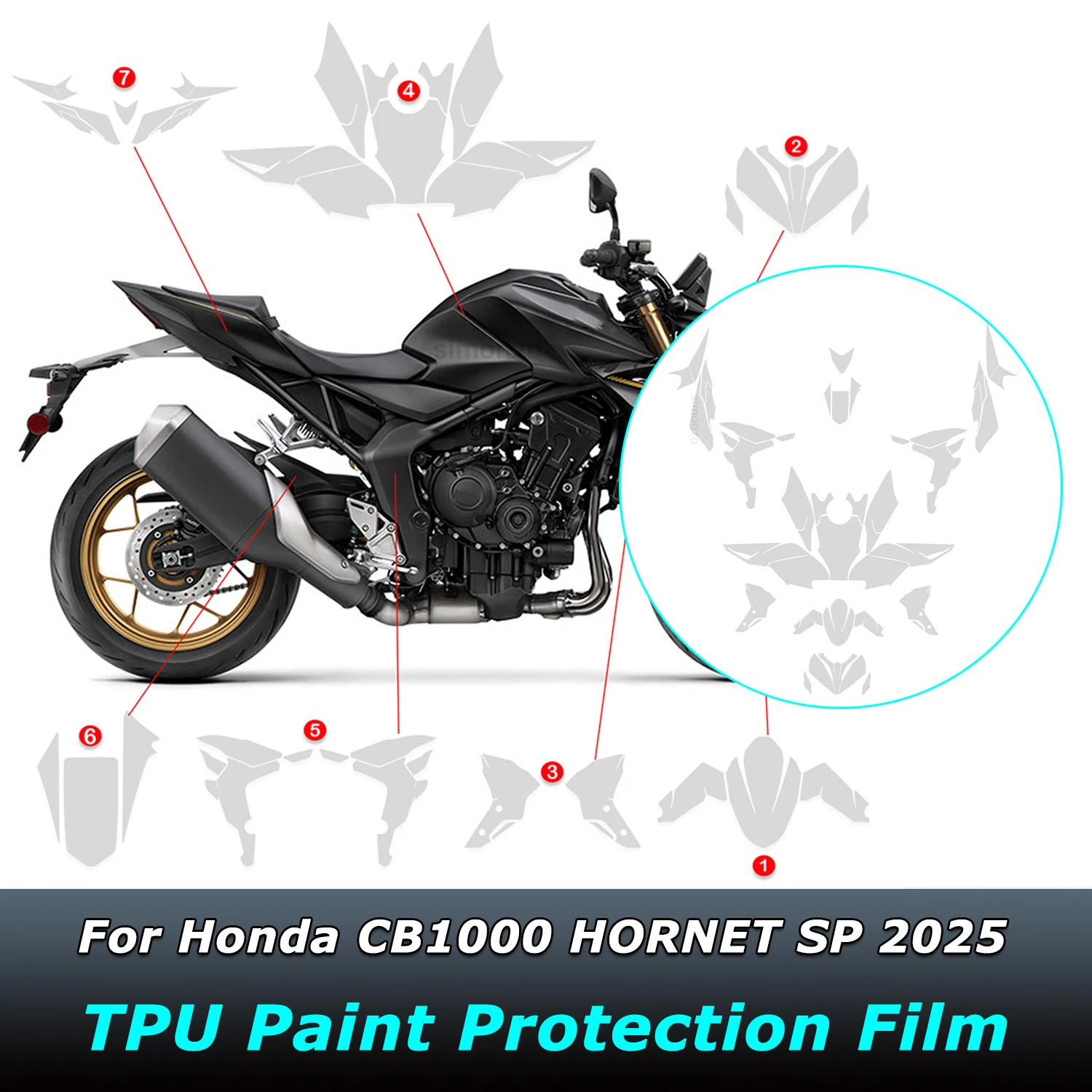 PPF Motorcycle Paint Protection For Honda CB1000 HORNET SP 2025 Fairing Protection Clear TPU Anti-scratch Film CB1000 Hornet SP