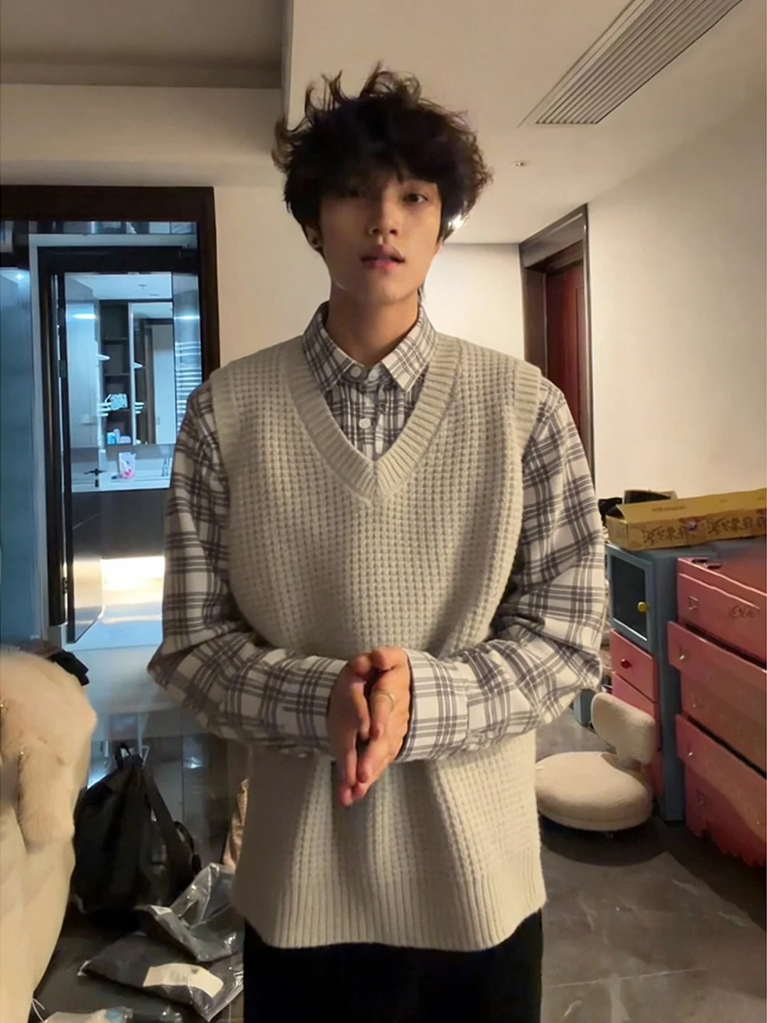 

Мужской трикотажный джемпер с узором «Кукуруза», весенний, для ношения под одеждой, мягкий, комфортный, свободного кроя, с длинным рукавом, в стиле Cleanfit