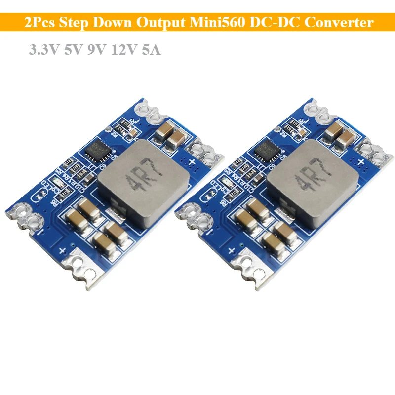2Pcs Step Down High Efficiency Output 3.3V 5V 9V 12V 5A Mini560 DC-DC Converter Voltage Regulator Buck Power Supply Module Expan