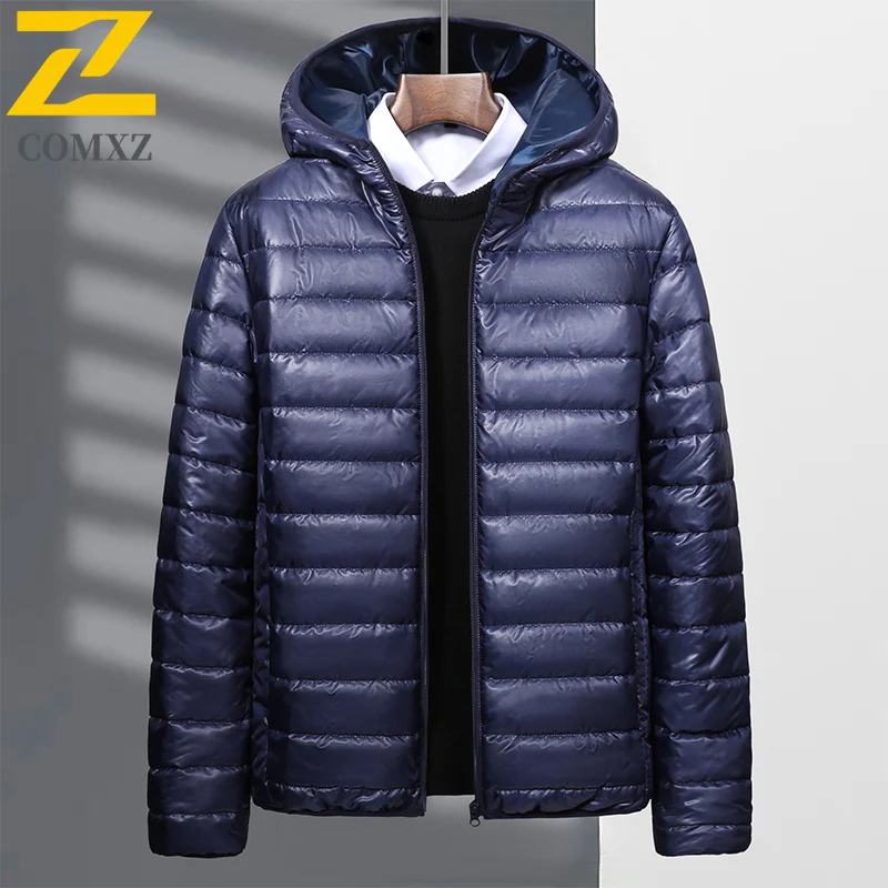 Hooded Padding Coat Men New Winter 2025 Trendy Solid Color Fashion Casual Warm Coat Outdoors Camping Snow Thickened Parka