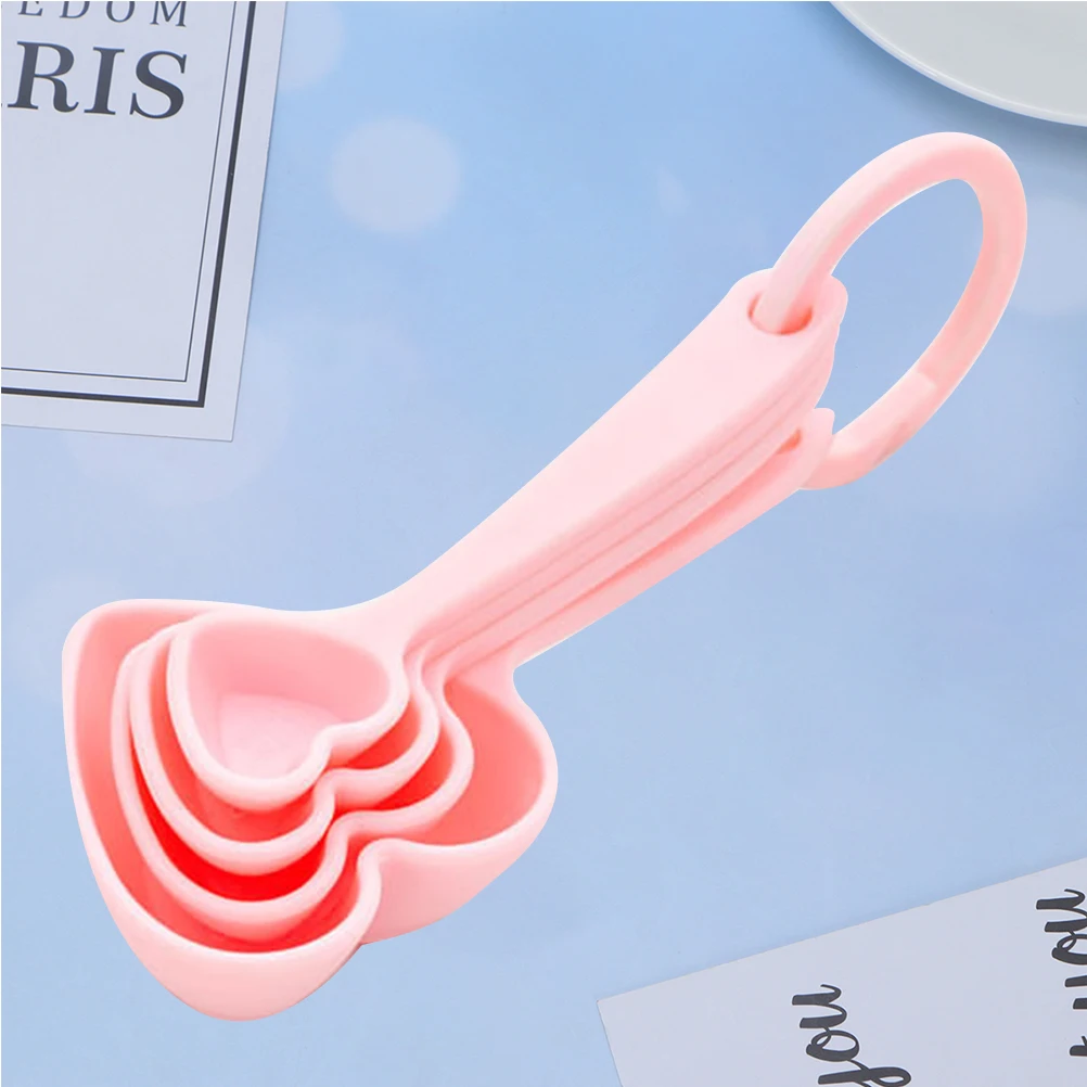 

3 Sets/12pcs Bride Gifts Heart-shaped Measuring Spoon Tableware Coffee Bean Cute Tea Spoons Seasoning Pink Baby