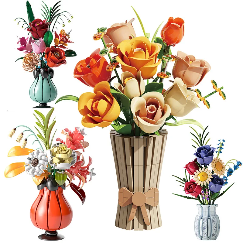 

Цветочный язык, горшечное растение, строительный блок «сделай сам», цветочная композиция, девушки собрать настольные украшения, игрушки для сборки подарков