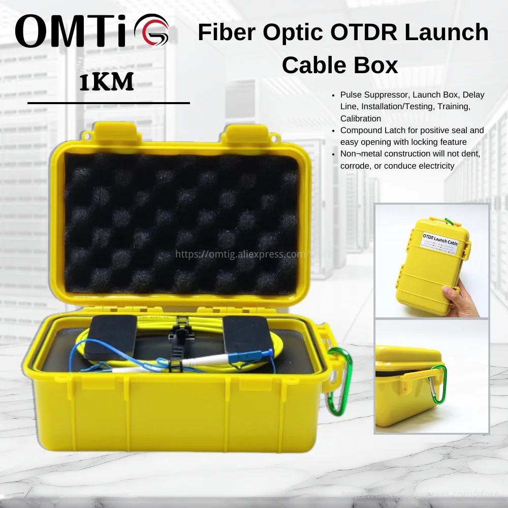 OMTiG Test Extension Cable Single Mode 1310/1550nm SM Launch Cable Box 1KM FC/SC/LC APC/UPC OTDR Dead Zone Eliminator,Fiber Ring