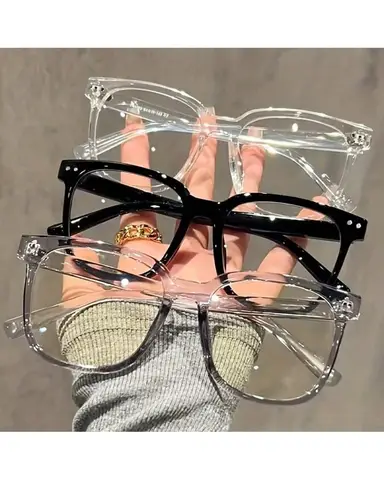 3pcs Unisex Square Frame Blue Light Blocking Glasses - Stylish Campus Look, Face-Flattering Optical Eyewear