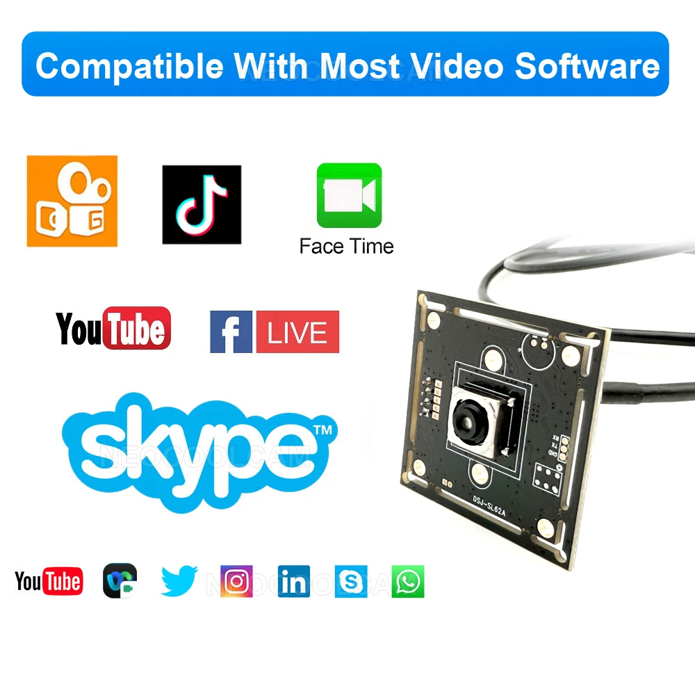 HD USB Video Webcam Module 12MP IMX362 Sony Sensor No Distortion Lens UVC OTG Plug and Play High speed Autofocus PC Camera