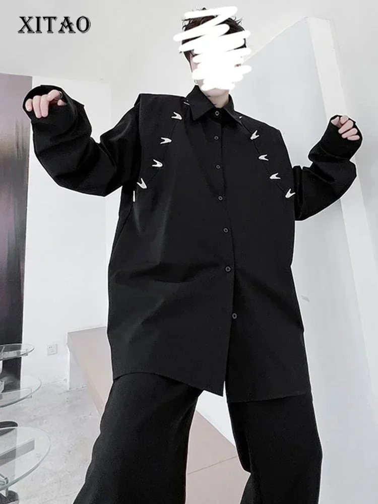 

XITAO Loose Casual Shirt Full Sleeve Turn Down Collar Single Breasted Simplicity Fashion 2025 Autumn Women New Shirt LYD1311