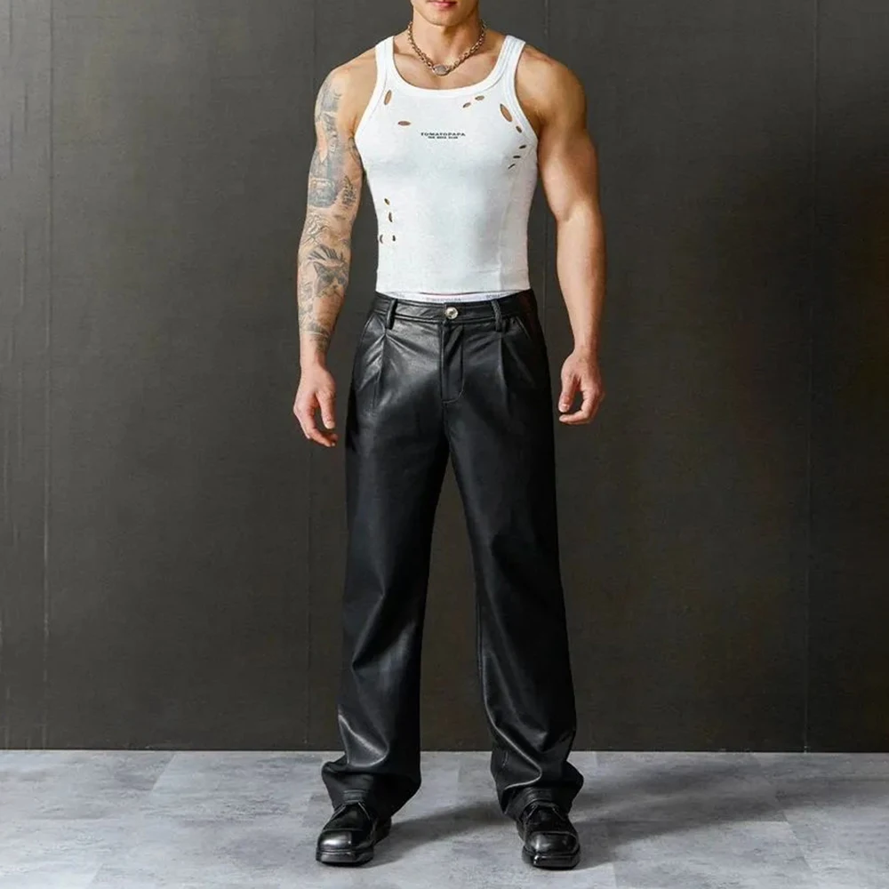 Summer New Men's Ripped Sleeveless Vest American Retro Fashion Trend Street Leisure Slim Breathable Sports Gym Niche Men's Tops