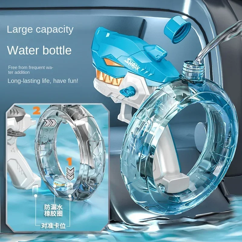 Pistole ad acqua estive Giocattolo da gioco Pistola ad acqua elettrica completamente automatica con fuoco continuo Watergun Shark Pistola a spruzzo d'acqua di grande capacità