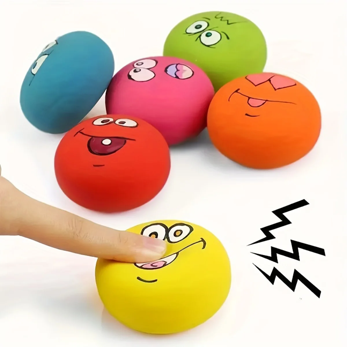 9/6-Piece Interactive Pet Toy Ball Set – Colorful Latex Squeaky Dog Balls with Fun Expressions (For Training & Teeth Cleaning)
