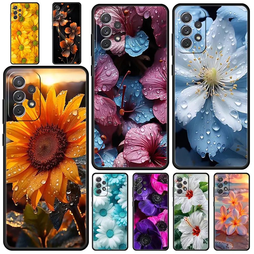 Beauty Flowers Leaves Phone Case For Samsung A35 A55 A15 A13 A51 A71 A41 A31 A21S A03S A05 A32 A52 A23 A25 A33 A53 A73 5G Cover