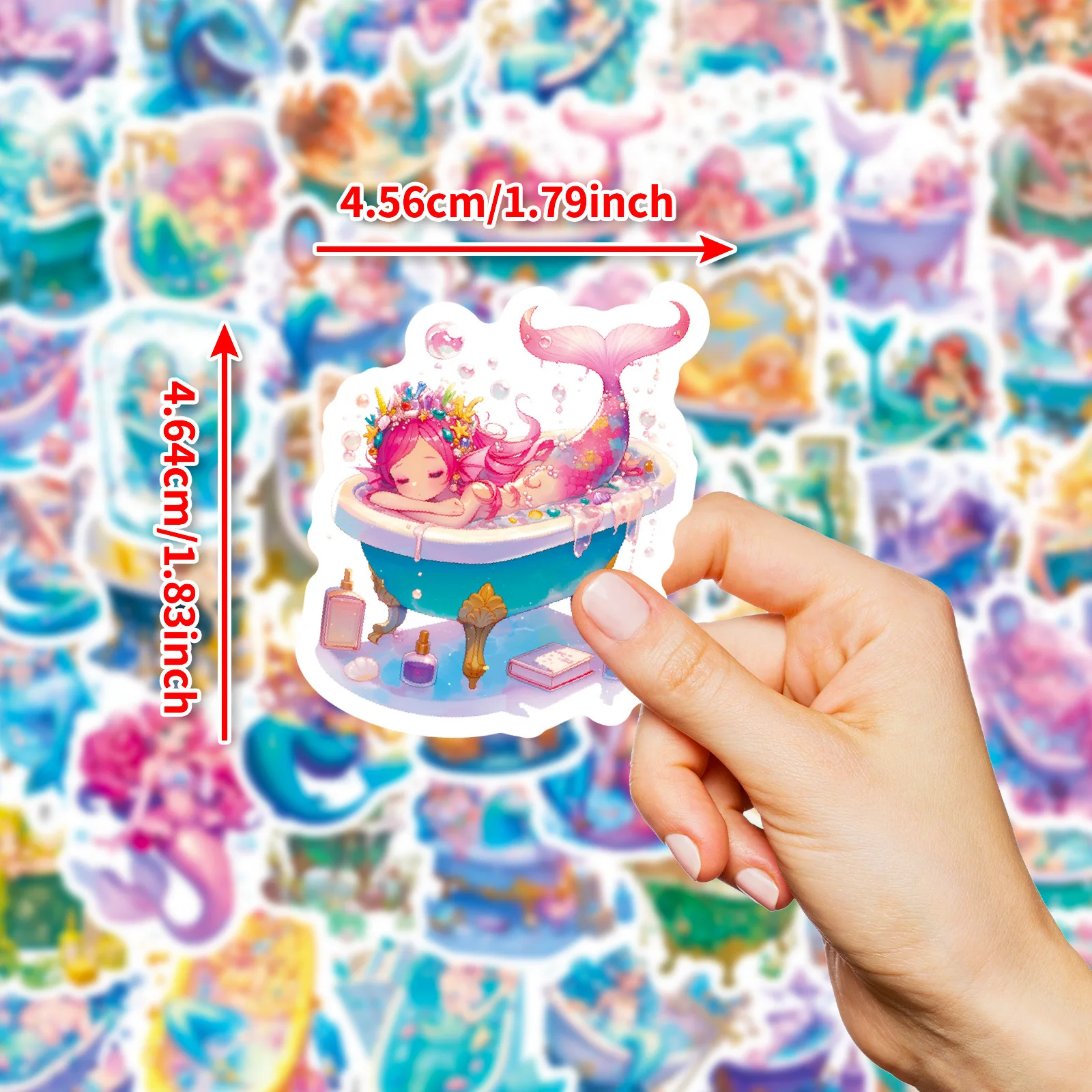 56 ชิ้นสติกเกอร์สีน้ำนางเงือกกันน้ำการ์ตูนสร้างสรรค์กราฟฟิตี้ตกแต่ง DIY ของเล่นเด็กแล็ปท็อปกีตาร์รถจักรยานสติ๊กเกอร์