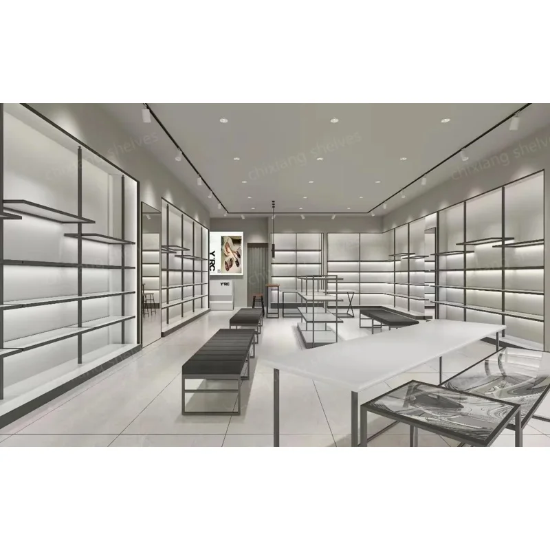 custom.New Shopping Mall Retail Clothing Store Shoes and Bags Display Rack White Single-sided Display Shelf