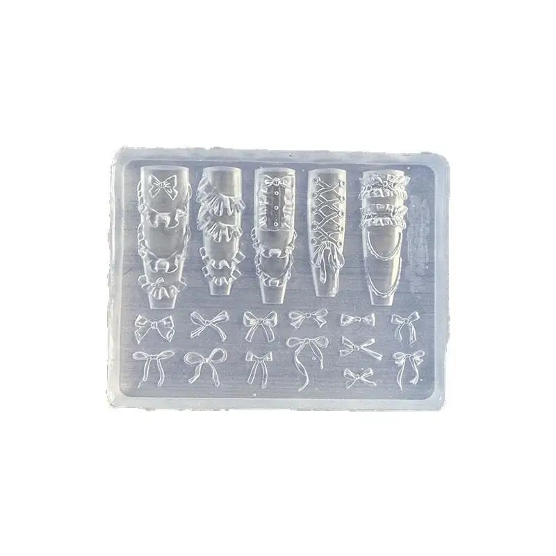 1 Stück Niedliche Schleifenband 3D-Schnitzvorlage Elegante Schleife Silikon-Nagelkunstformen Gel-Druckschablonen Japanisches Nagelzubehör – Detail 4