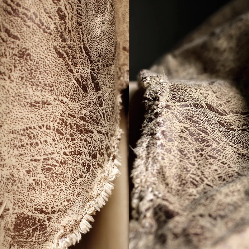 Tela Jacquard con textura sutil de madera que cae, abrigo Vintage de otoño e invierno, textil de diseñador, nuevo Material de lujo sostenible