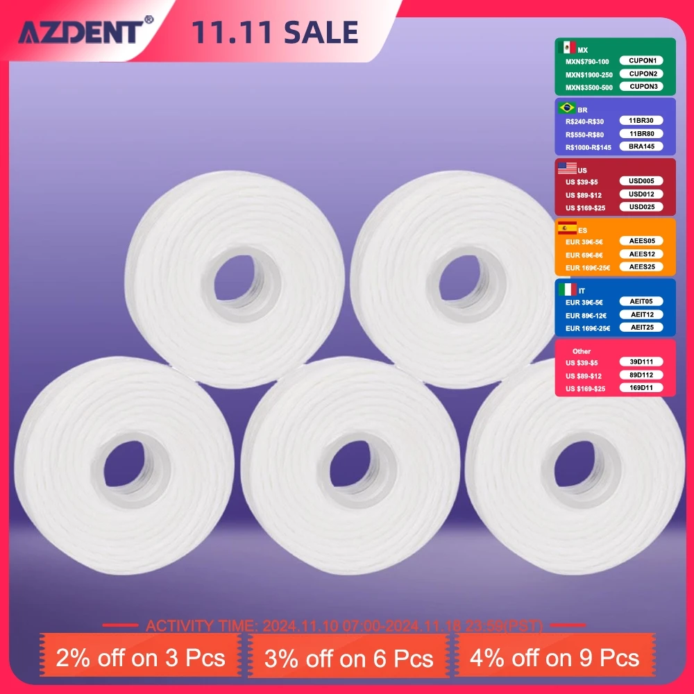 AZDENT 5 Rolls 50m Dental Flosser Oral Hygiene Teeth Cleaning Dental Floss Spool Wax Mint Toothpick Flosser Teeth Flosser