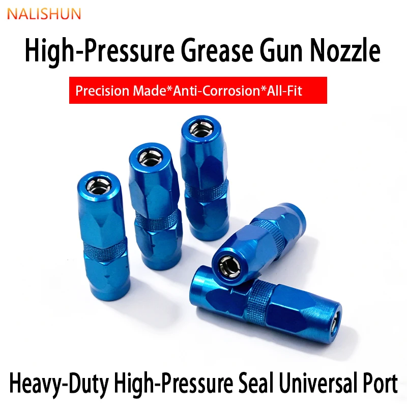

Heavy Duty Grease Gun Nozzle For High Pressure Injector Pointed Tip With Built-In Filter Flat Tip With Self-Locking Claw No Leak