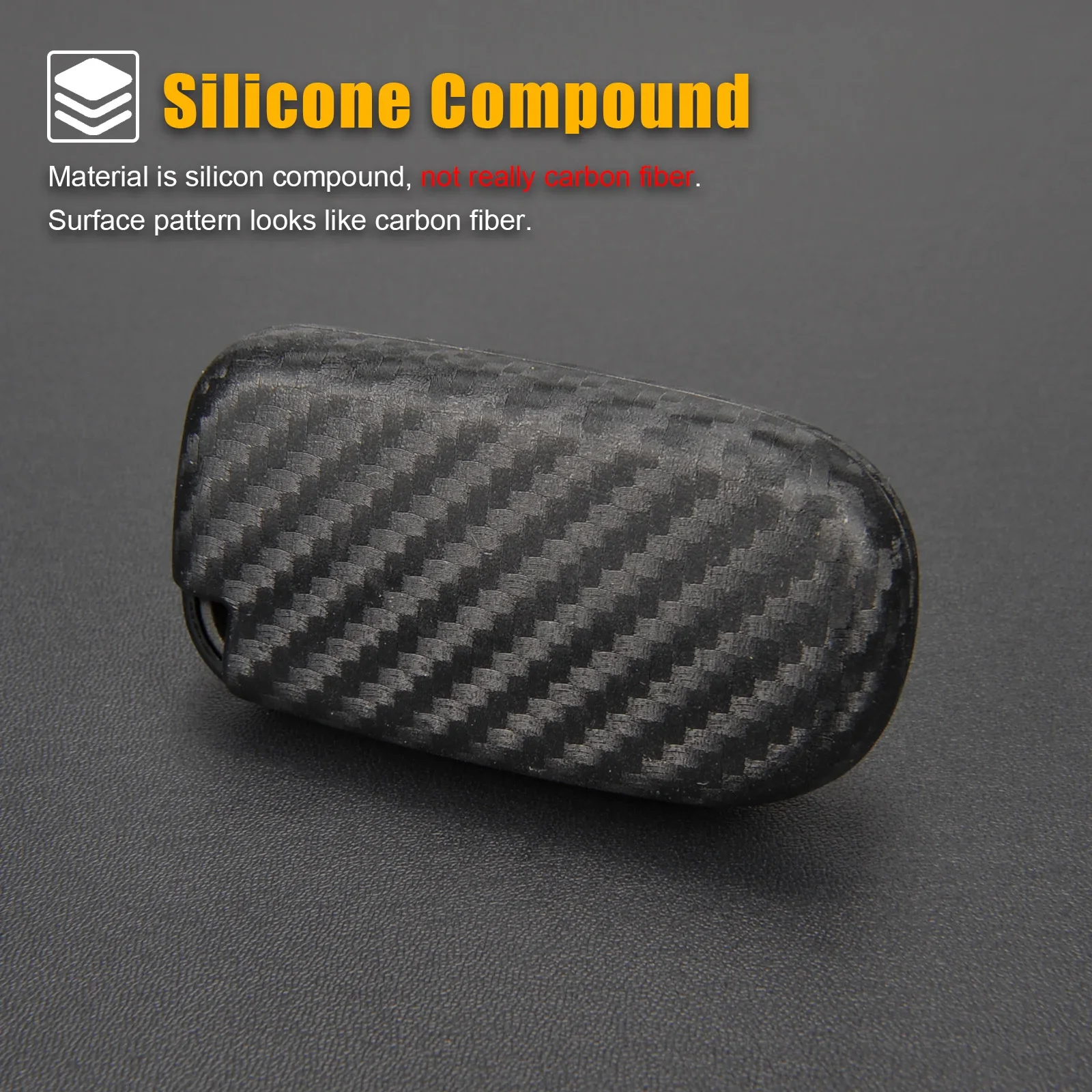 Funda de silicona de fibra de carbono para llave inteligente, para Jeep Grand Cherokee Compass Renegade/Dodge Journey Durango/Fiat 500X/Chrysler 300