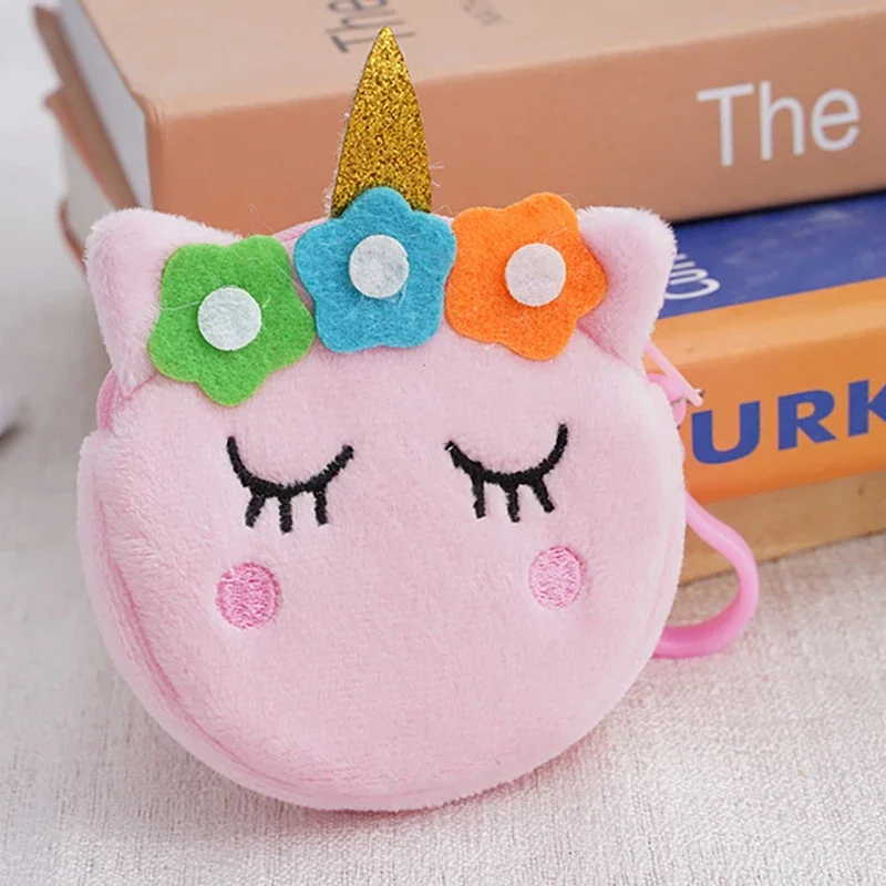 Cartoon Kawaii Flowers Unicorn Plush Coin Purse Creative Portable Storage Bag Cute Unicorn Coin Purse Kids Birthday Gift