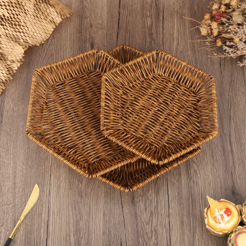 

Vine Like Tray Fruit Storage Basket Fruit and Vegetable Display Baked Bread Basket Dim Sum Mantou Snack Tray