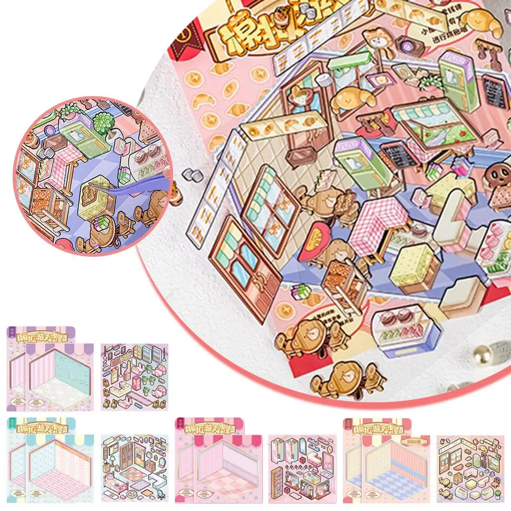 Cartoon Miniature Scene 3d Landscaping Stickers Visual Stacking Three-dimensional Stickers Christmas Gift For Children W3v9