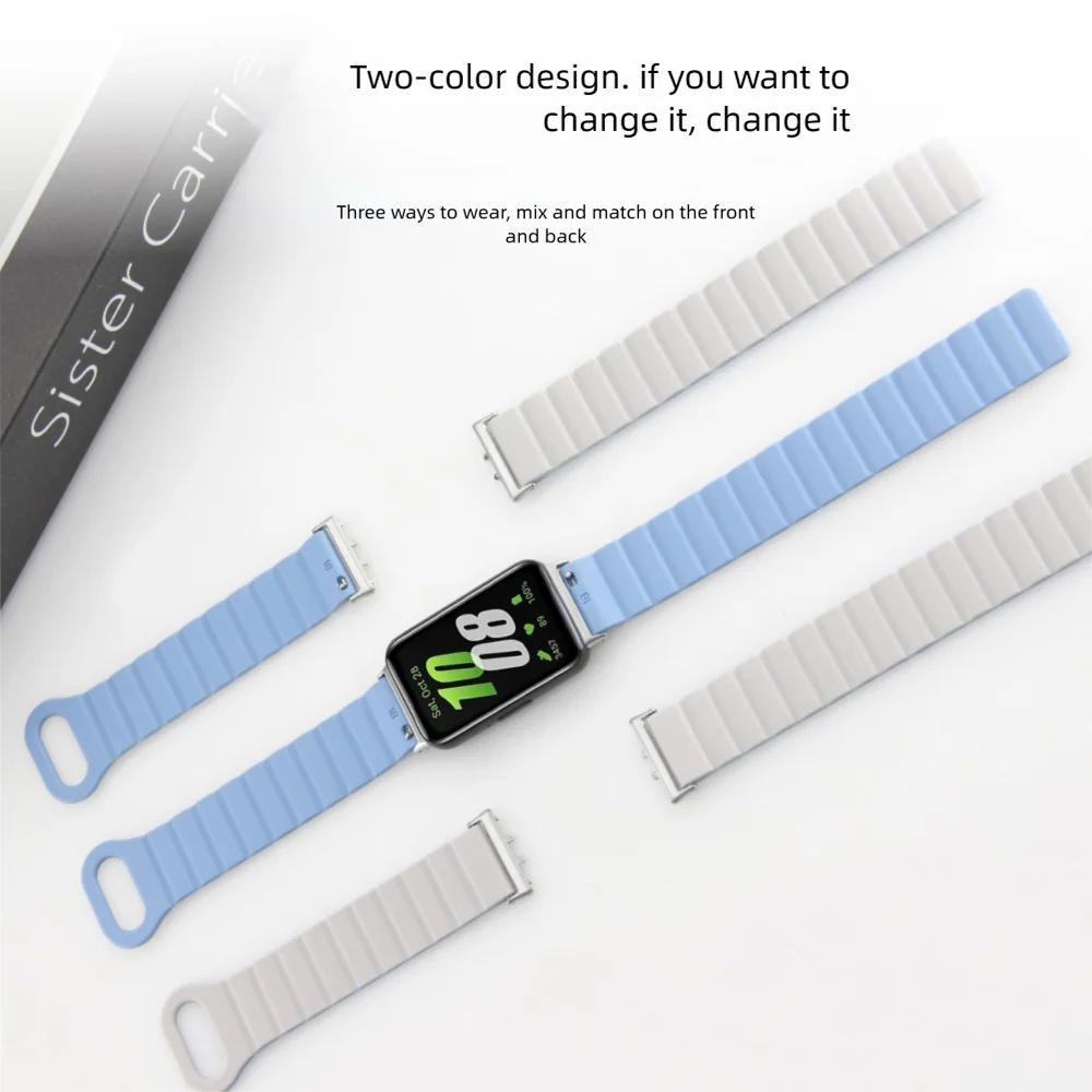 2025 Latest 18mm Magnetic Lock Sport Silicone Watch Strap for Samsung Galaxy Fit3 Soft Ventilated Quick Install Adjustable Band