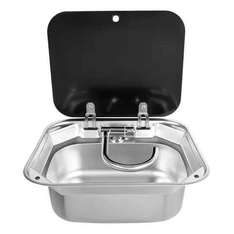 Husbilsdiskho Husvagnsdiskho Campingvagn Handfat med kran i rostfritt stål Rektangulär 41*36,5*16 cm för husbilar 10 best sales husvagnsdiskho - №9