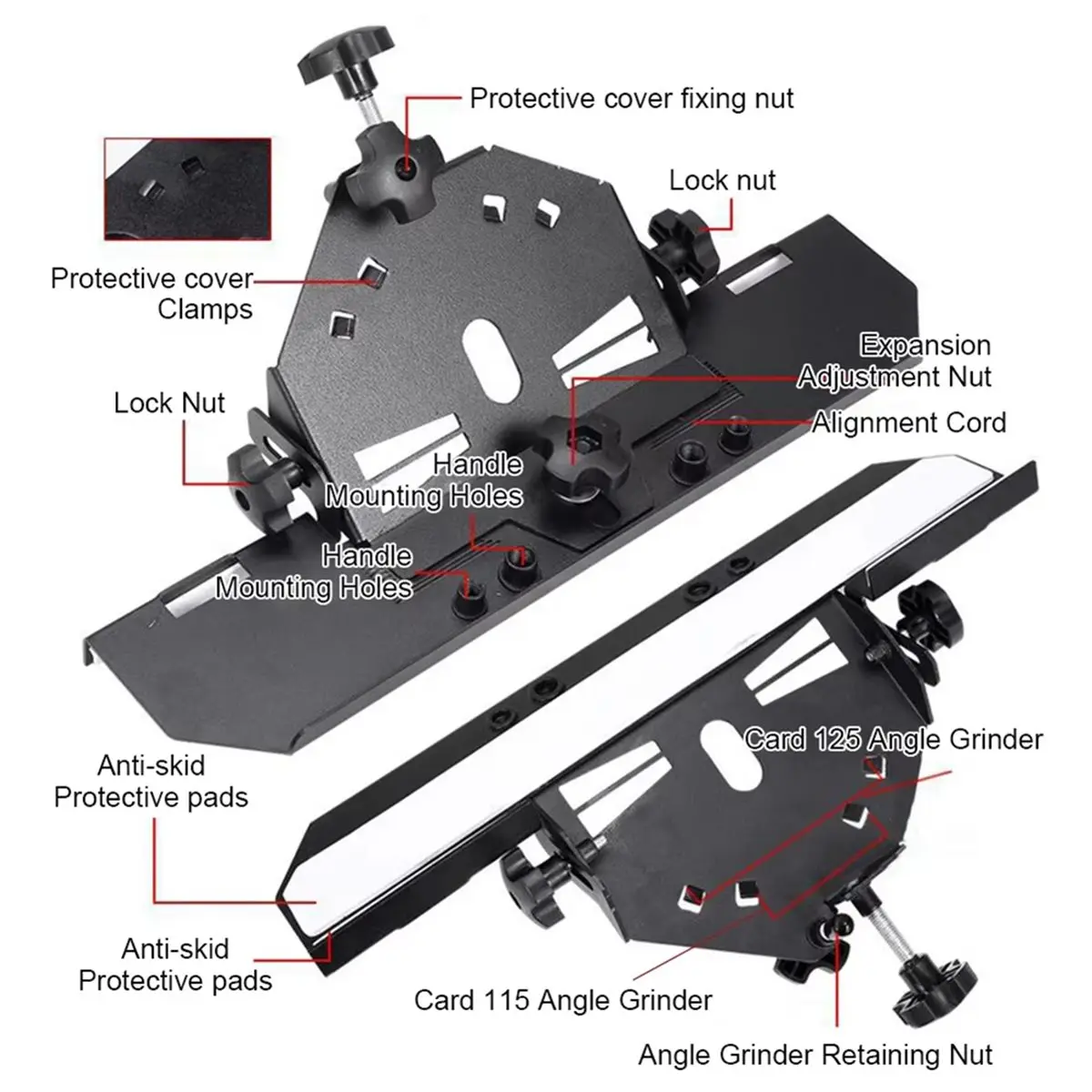 Ferramenta de chanfradura de moedor de ângulo Suporte de chanfradura de quatro furos Suporte de corte de ângulo de 45 graus para moedor de aparador de azulejos B