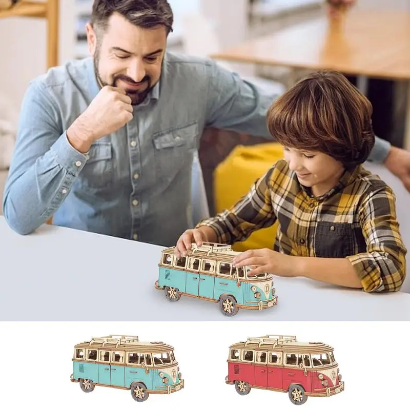 Bus Wooden Puzzle 3D Puzzle Bus Wood Craft Construction Model Kit 3D Puzzle Bus Construction Kit Wooden Craft Tour Bus Puzzle