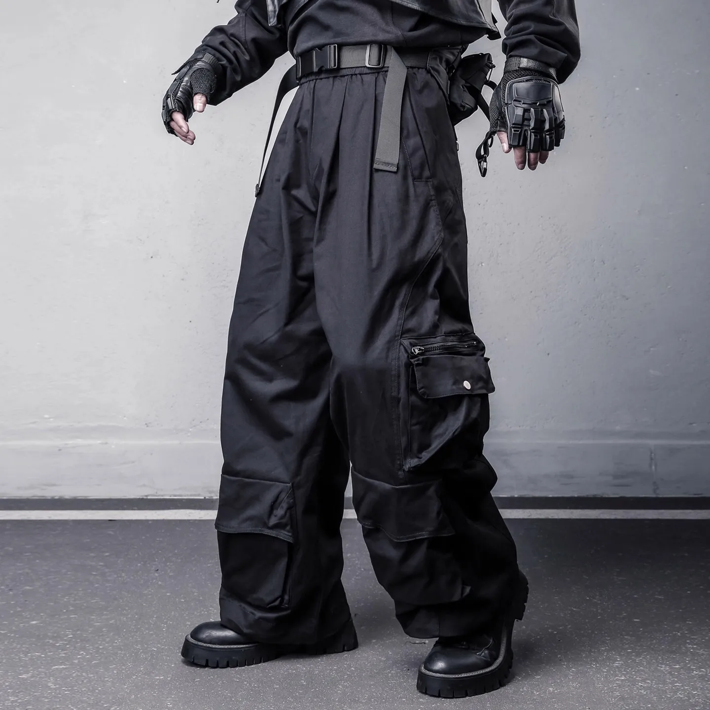 2025 Autumn Tactical Cargo Pants Men Loose Joggers Trousers Hip Hop Functional Elastic Waist Fahsion Streetwear Pant