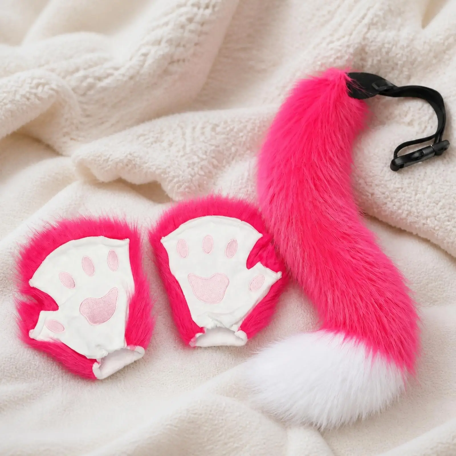 Furry Fox Tail and Paw Set for Adult Costume Cosplay Halloween Anime Role Play Stage Performance Gear