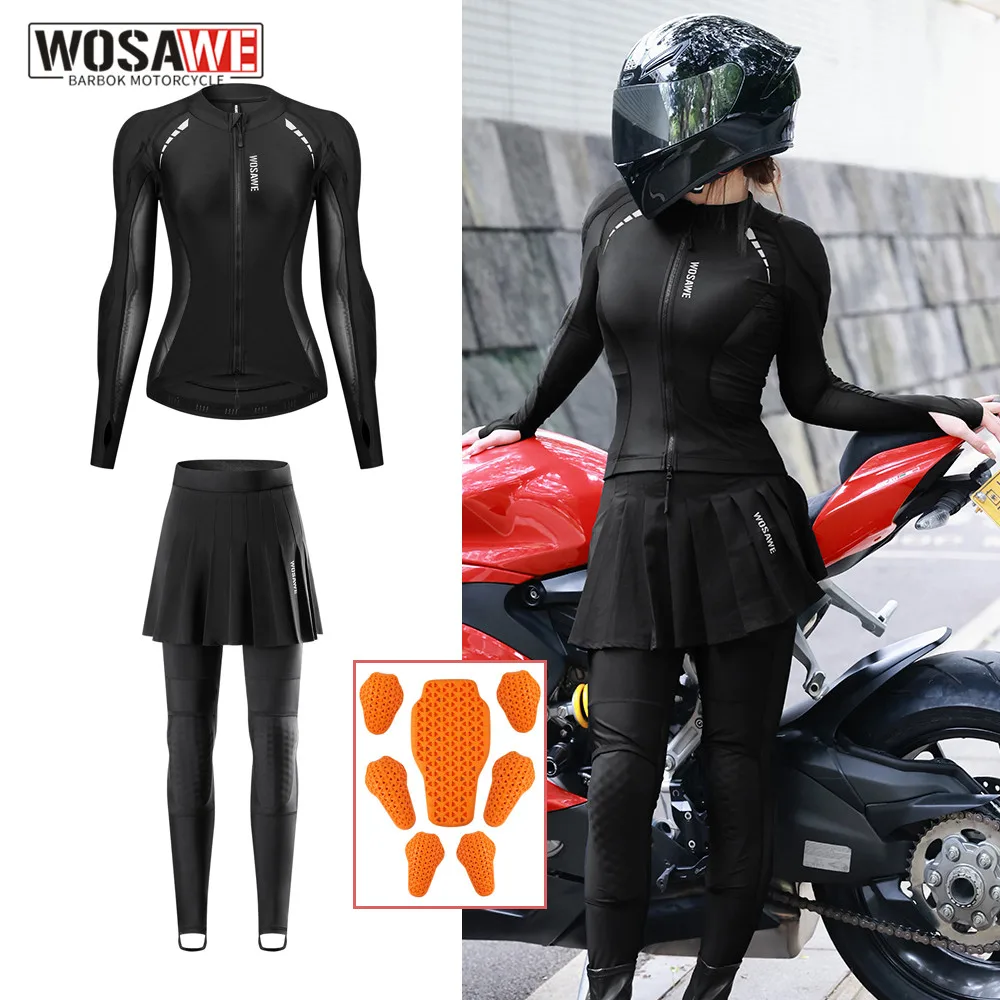 WOSAWE, chaqueta de armadura de motocicleta para mujer, armadura de cuerpo completo para Motocross, armadura de carreras para motobiker, equipo de protección CE nivel 2