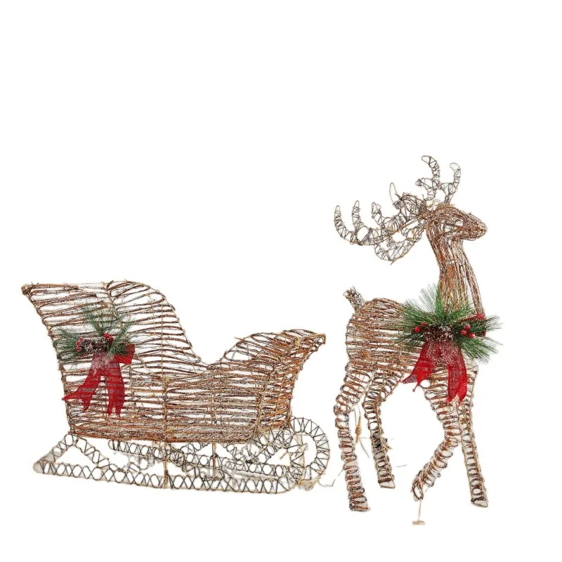 

Christmas glowing elk, sleigh square hotel window scene decoration