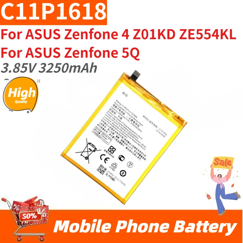 

C11P1618 High Quality Replacement Battery 3.85V 3250mAh For ASUS Zenfone 4 Z01KD ZE554KL Mobile Phone Brand New