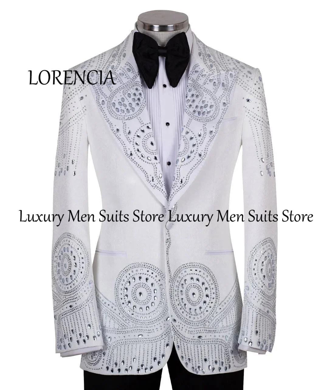 

Sparkly Diamond Men Suits 2 Pieces Sparkling Crystal Tuxedos Set Evening Party Outfit Customized Blazer Pants robe mariage femme