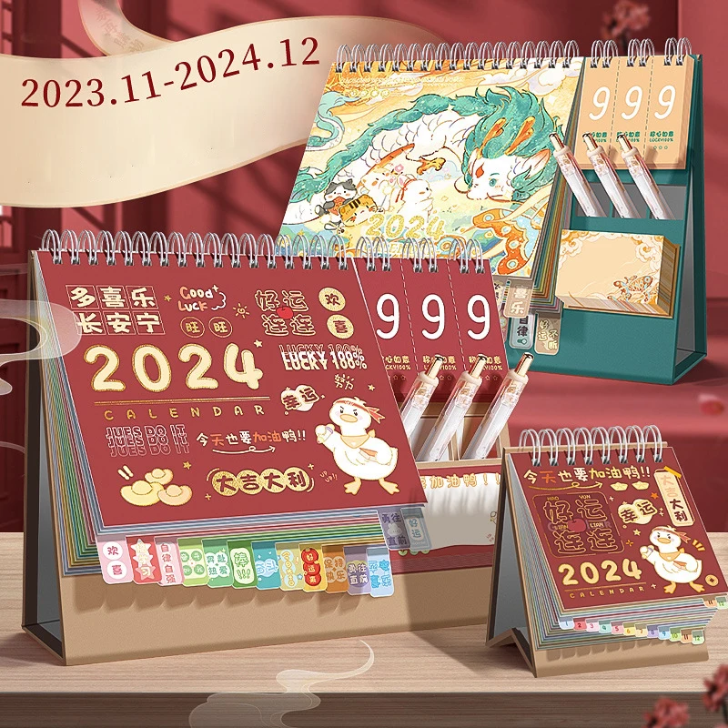 Multifunctional Desk Calendar Desktop Ornaments Countdown Work Plan Time Arrangement Notepad Kawaii Design Monthly Calendar