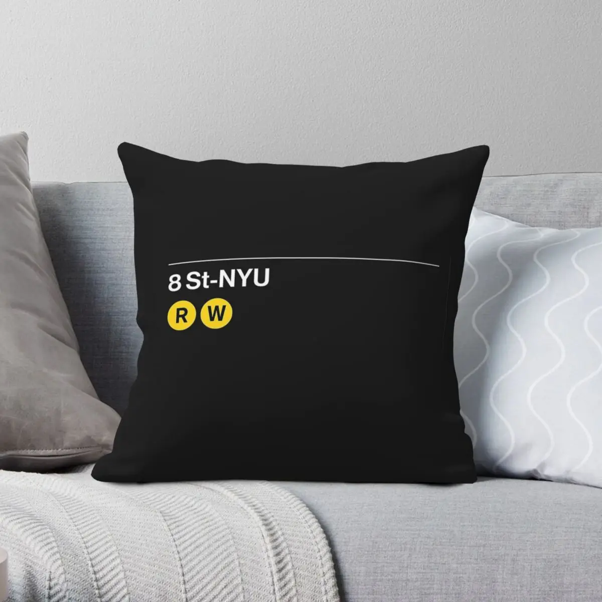 8 St-NYU Station Subway Square Pillowcase Polyester Linen Velvet Printed Zip Decor Pillow Case Sofa Cushion Cover 18