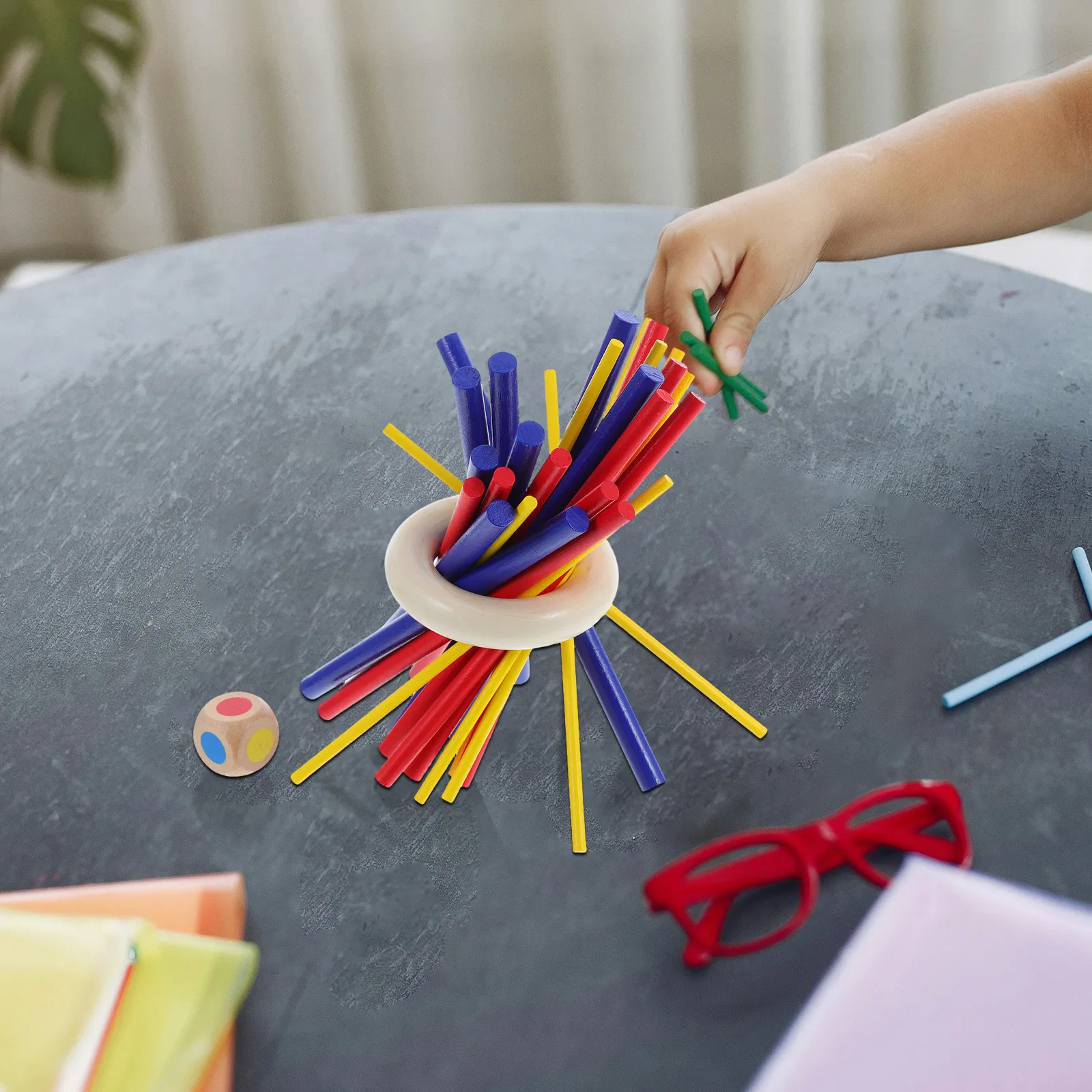 

1Set Balance Wooden Stick Game Colorful Montessori Educational Family Interaction Coordination Concentration Challenge Indoor