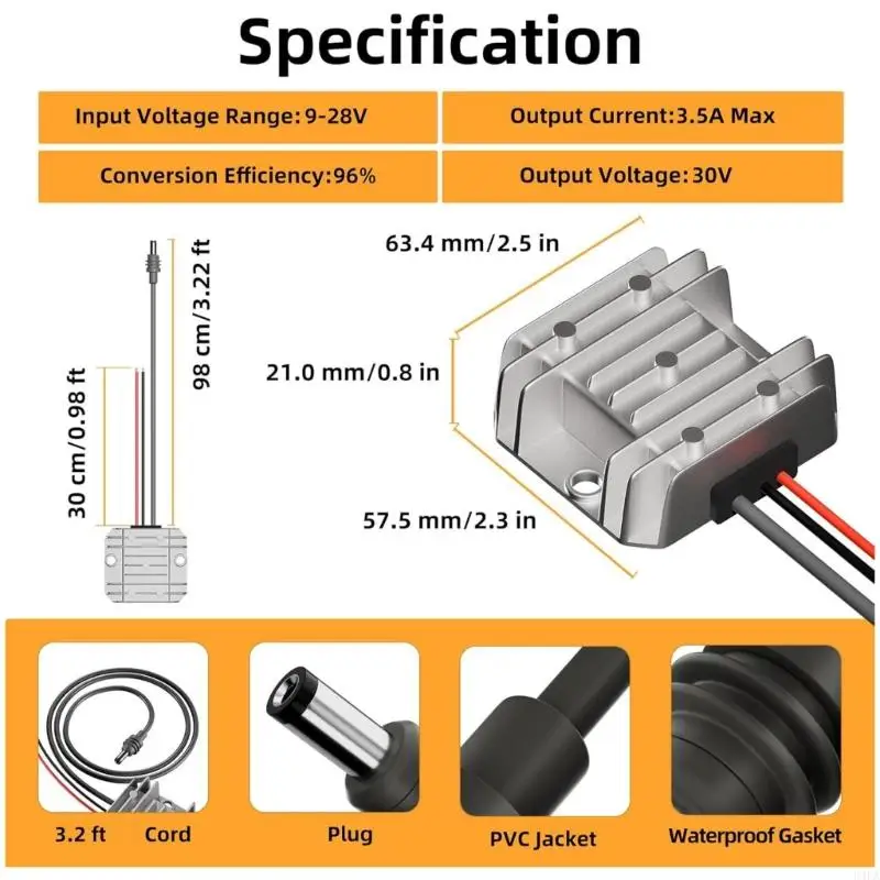 محول الطاقة U4LA مع كليب الطاقة سلك 12V/24V إلى 30 فولت 3.5A محول التعزيز