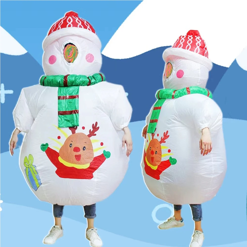 JYZCOS Christmas Inflatable Snowman Costume Winter Snowman Blow Up Fancy Dress Cosplay Party Costumes for Adult