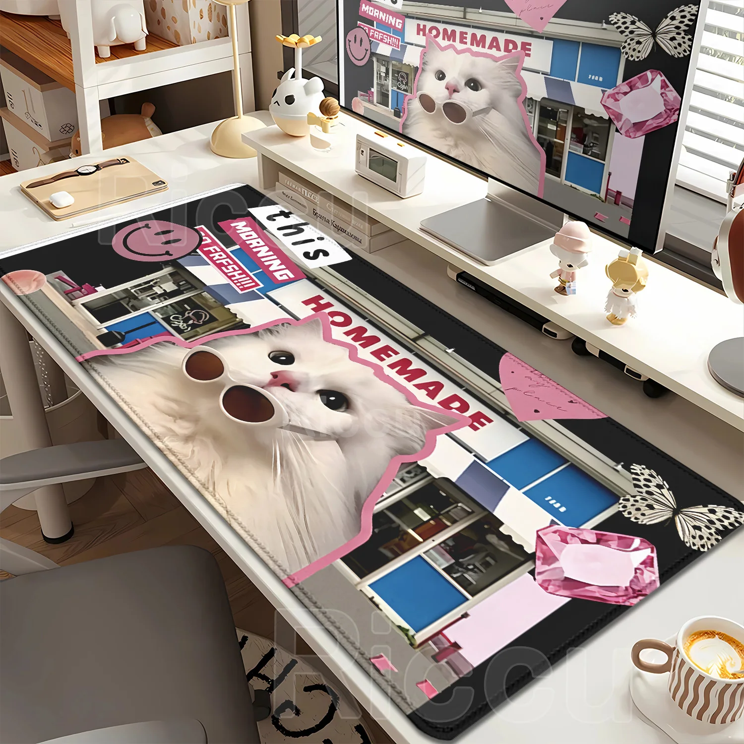 Cute Puppy Kitten Leather Mousepad Desk Mat Mouse PC Pad Computer Durable Carpet Mat Laptop Keyboard Cartoon Office Accessories