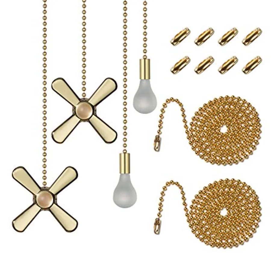 Generic ELFCAB Ceiling Fan Pull Chain Set, Including 4Pcs Beaded Ball Fan Pull Chain Pendant, Extra 8Pcs Pull Loop Connectors,