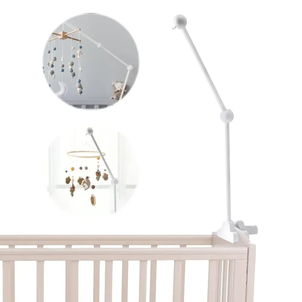 

Baby Crib Mobile Arm Wooden Adjustable Angle Cot Mobile Holder Non-Skid Bed Bell Holder Crib Arm Mobile