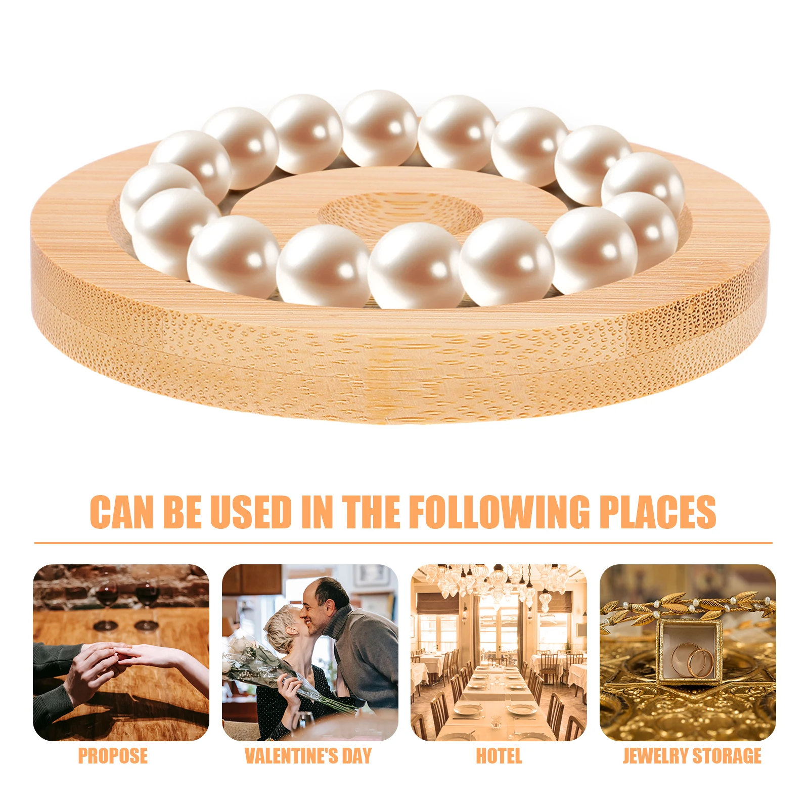 

Bamboo Display Plate for Bracelets Beaded Jewelry Organizer Tray Wood Stands Craft Shows Photo Props Circular Holder Table