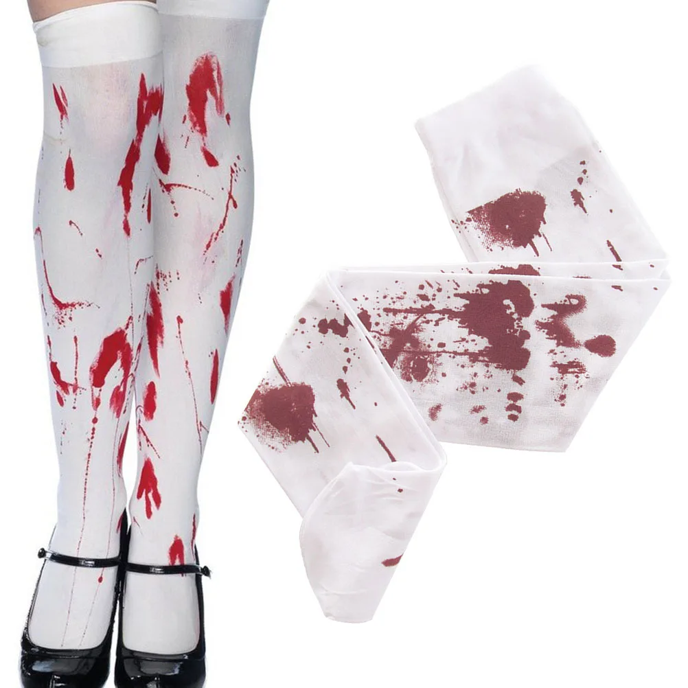 2 pezzi di calzini lunghi per Halloween con osso di sangue, calze horror stampate in 3D, elastiche antiscivolo, adatte per feste in costume, cosplay, donne