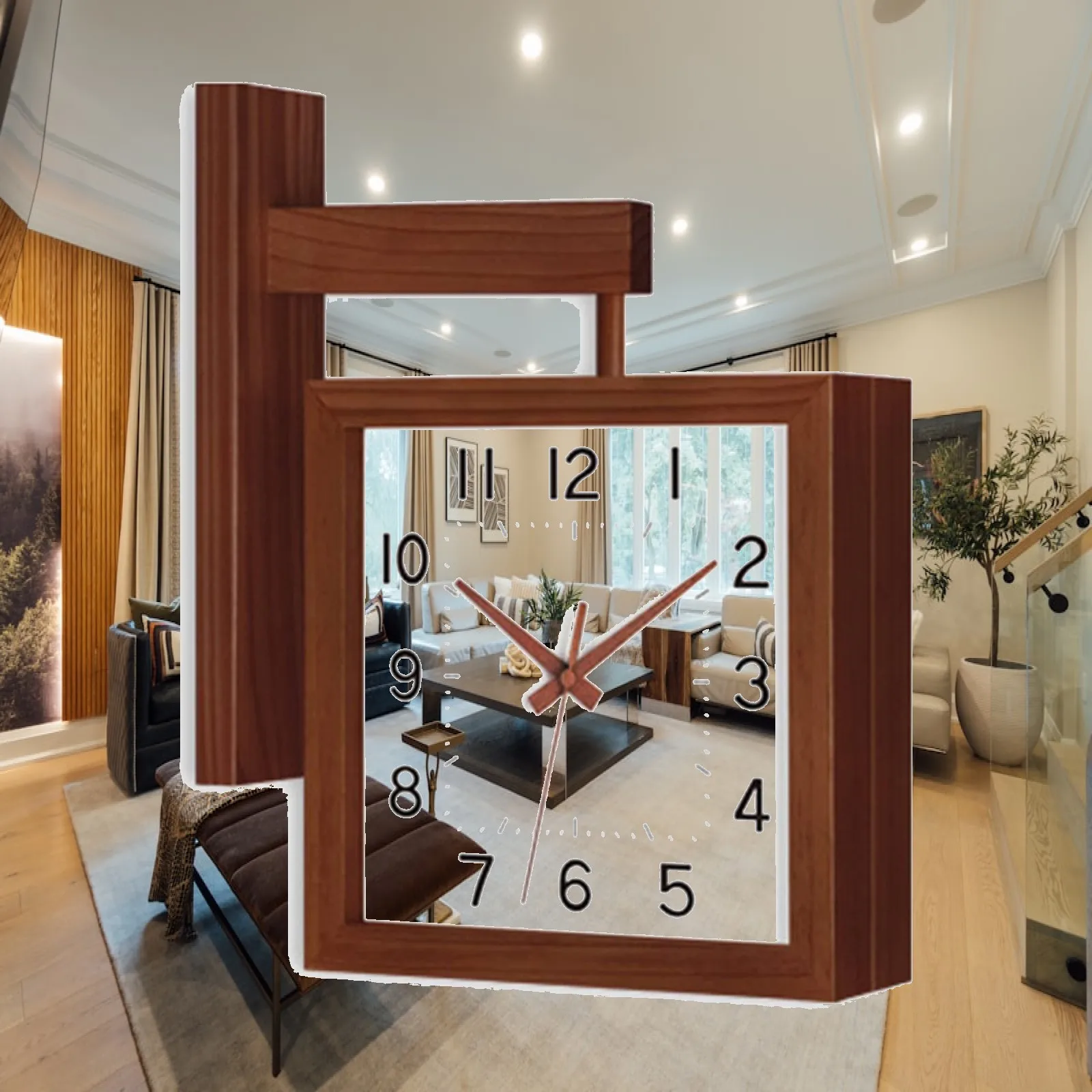 double-sided-wall-clock-noiseless-mechanism-two-faced-hanging-clock-creative